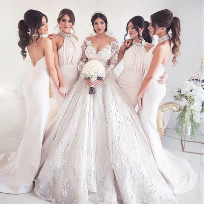 Mermaid Halter Neck Gown with Embellished Collar