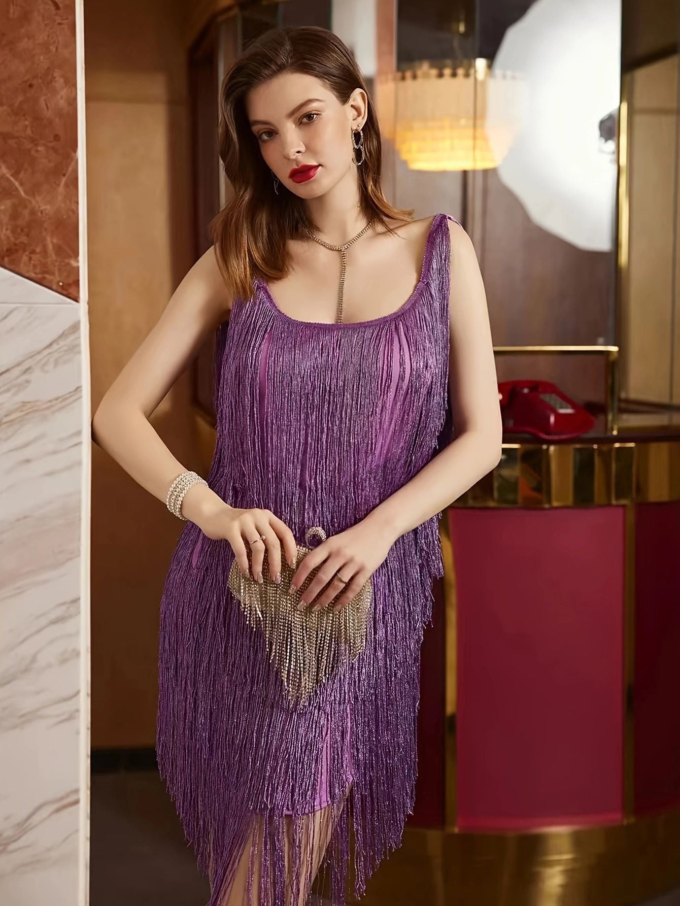 Sleeveless Tassel Mini Dress with Square Neck