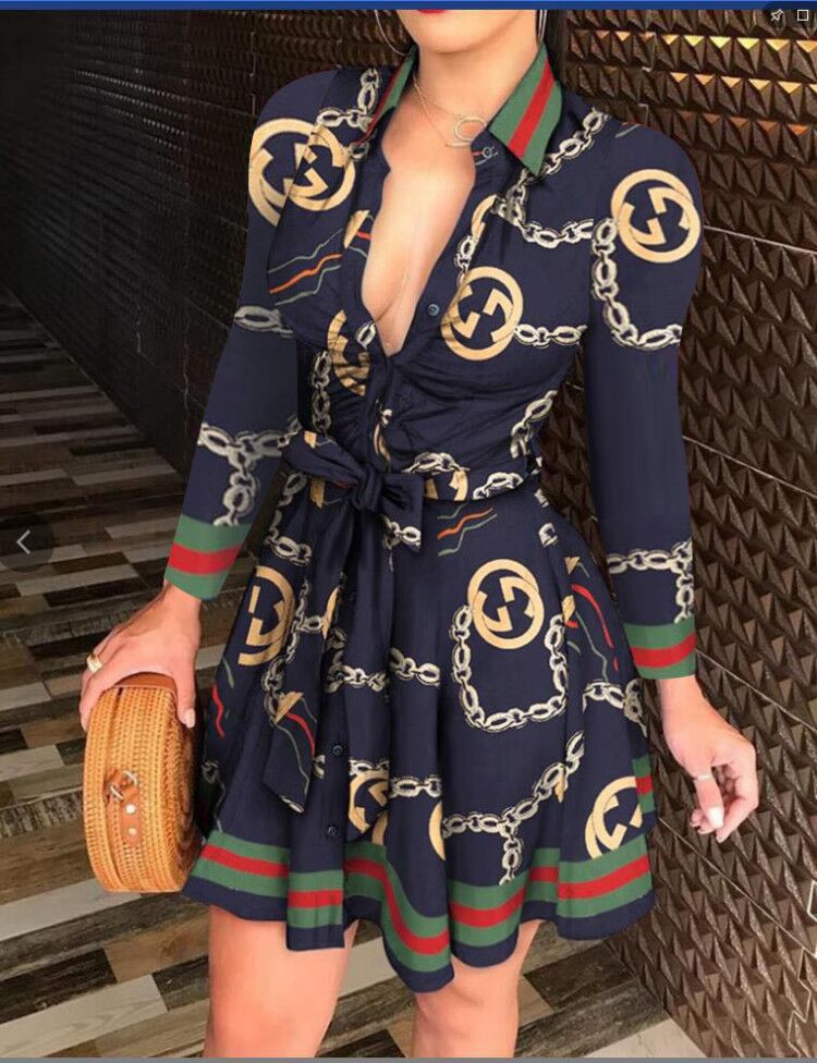 Printed A-Line Shirt Dress with Tie-Waist