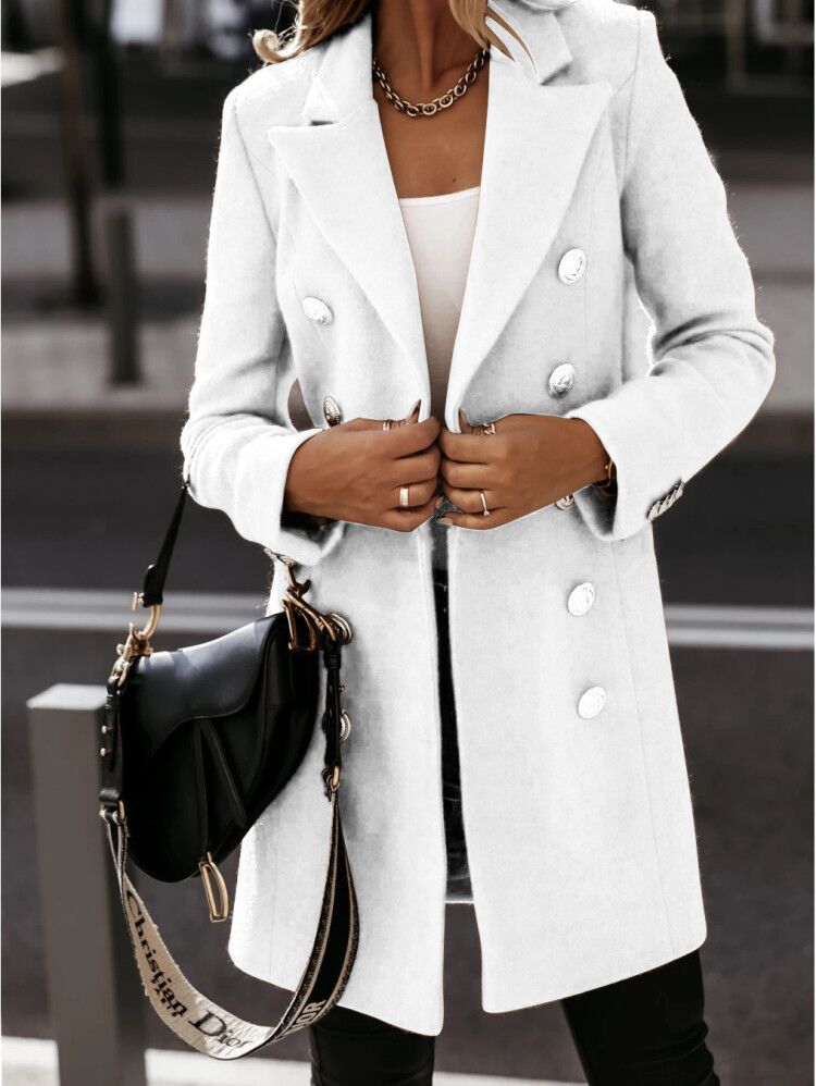 Medium Length Double-Breasted Coat with Suit Collar