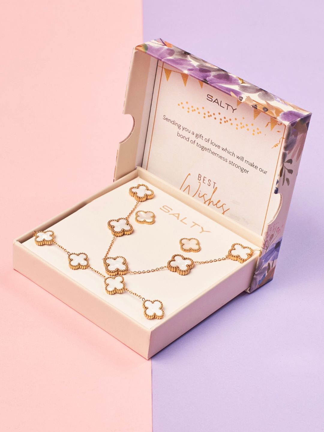 SALTY Clover Necklace With Earrings & Bracelet