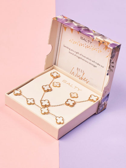 SALTY Clover Necklace With Earrings & Bracelet