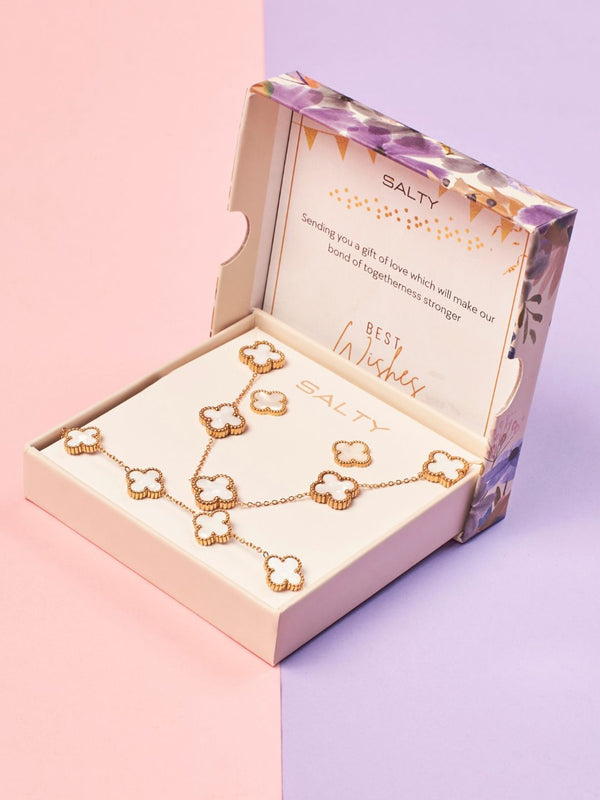 SALTY Clover Necklace With Earrings & Bracelet