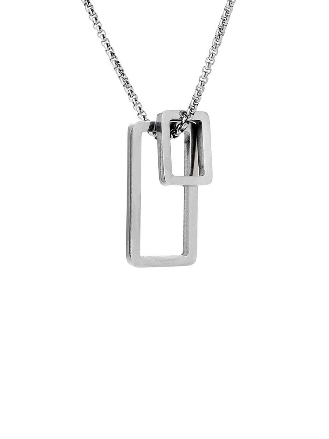 SALTY Men Stainless Steel Architectural Contrast Pendant With Chain