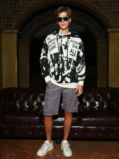 Men Printed Hooded Sweatshirt