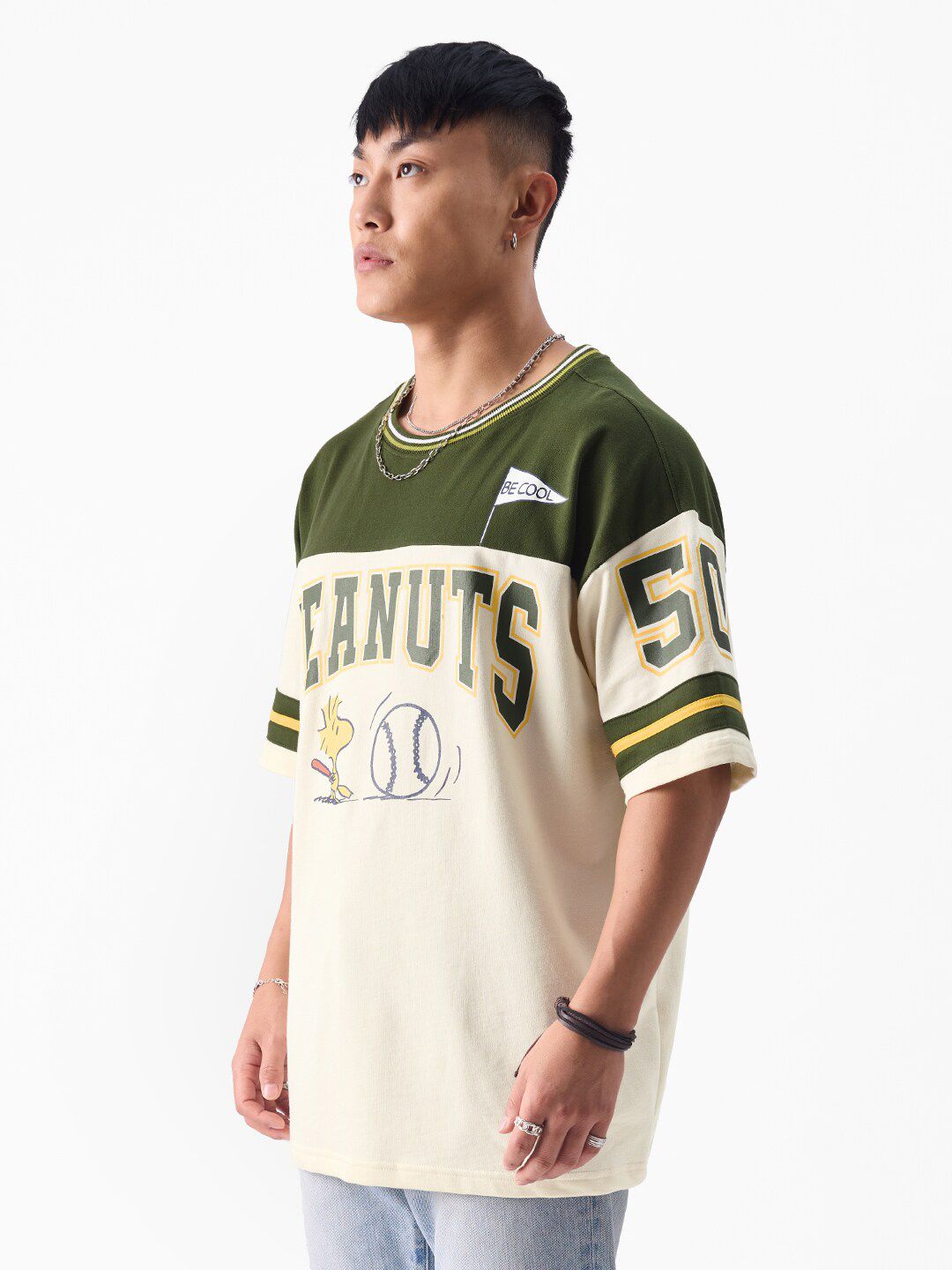 Men Oversized Peanuts Off White Tshirts