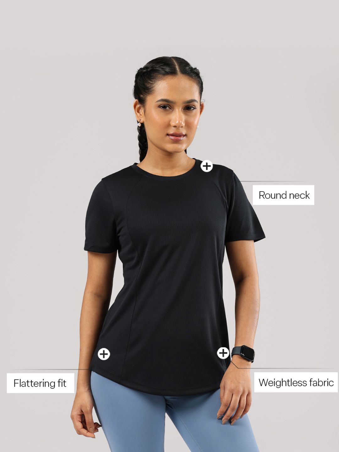Women High Neck Applique T-shirt