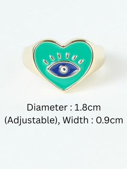 SALTY Evil Eye & Beaded Bracelet & Heart Ring Jewellery Set
