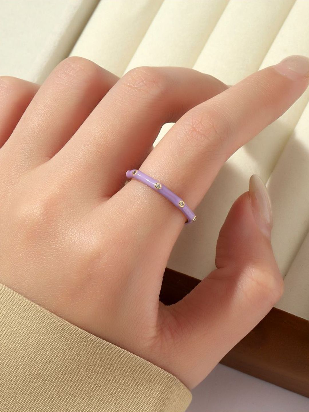 SALTY Stone-Studded Adjustable Finger Ring