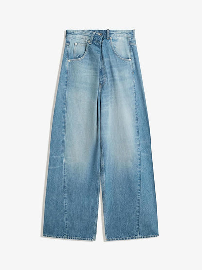 Women Wide Leg Mid-Rise Heavy Fade Jeans