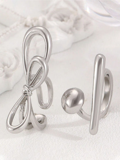 SALTY Set Of 3 Funked-Up Silver Stack Rings For Women & Girls