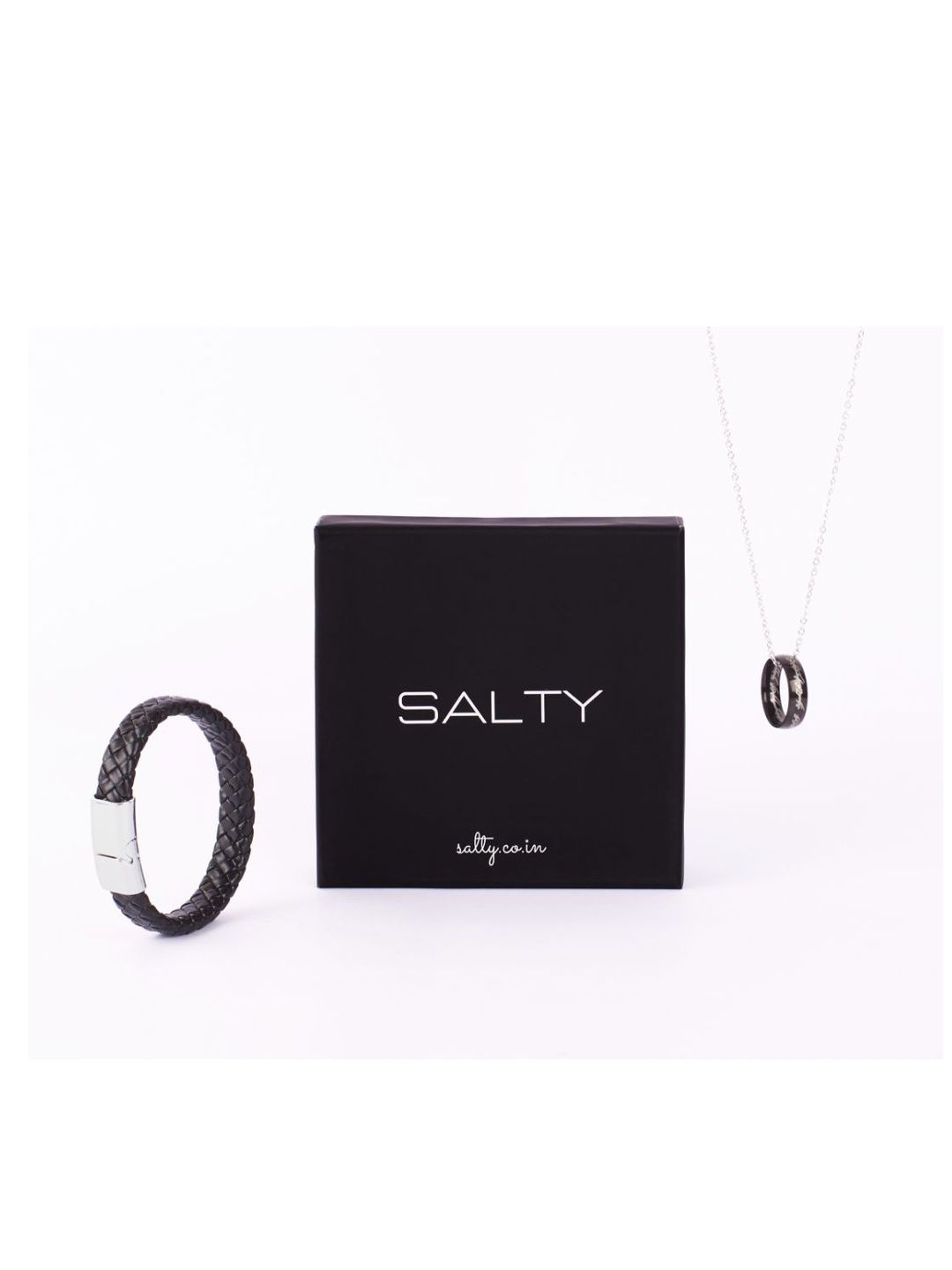 SALTY Promise Ring Chain & Avrum Leather Bracelet Jewellery Set