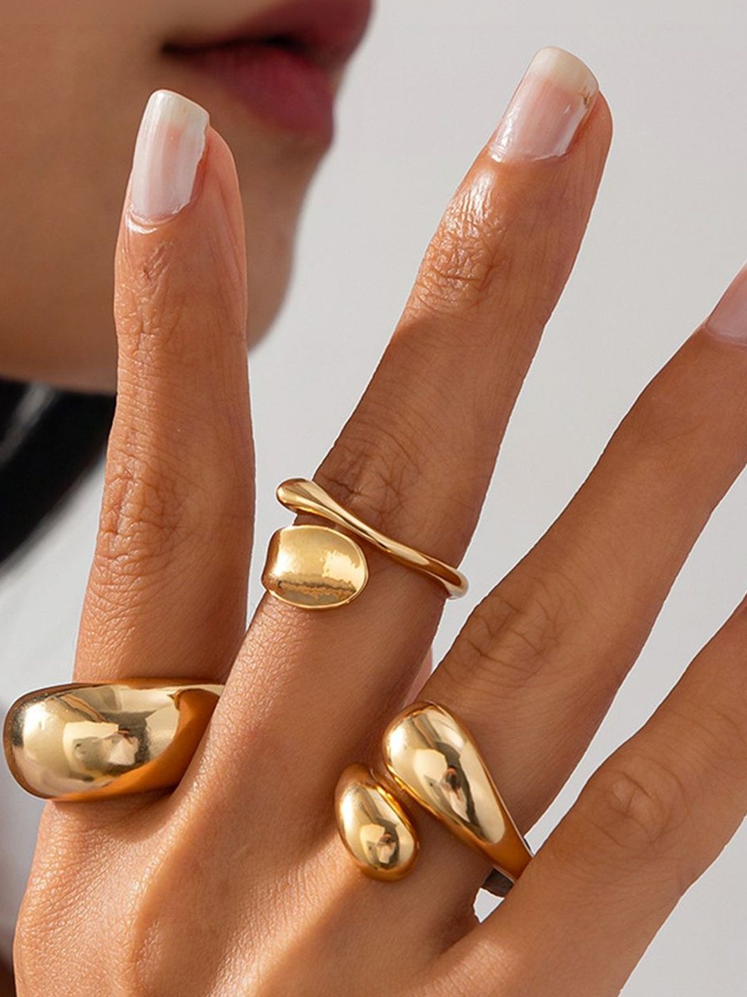 Set of 3 Gold-Plated Finger Ring