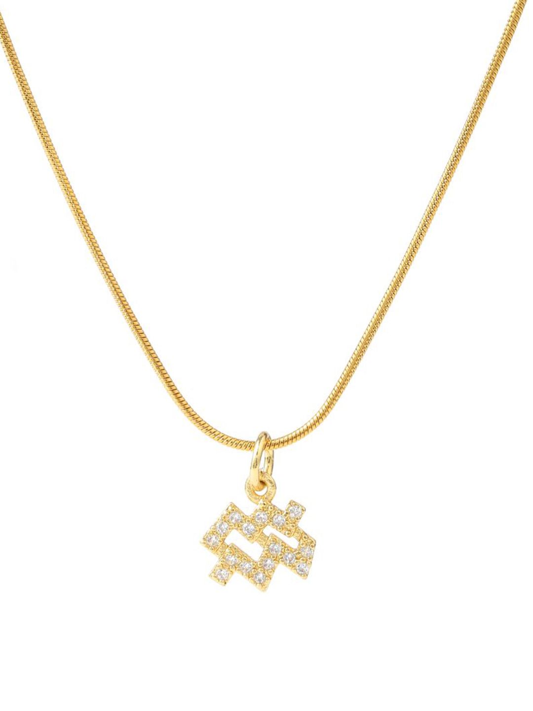 SALTY Contemporary Artificial Stone Studded Pendant with Chain