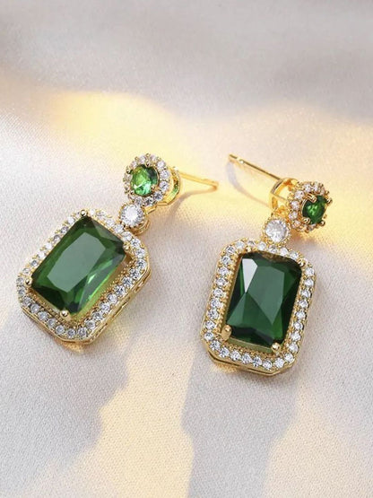 SALTY Stainless Steel Contemporary Stone Studded Tasselled Drop Earrings