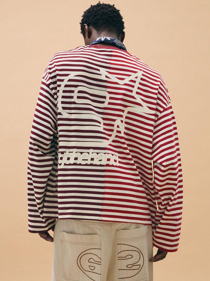 Striped print long sleeve T-shirt