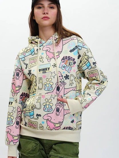Women SpongeBob All Over Hoodie Sweatshirt