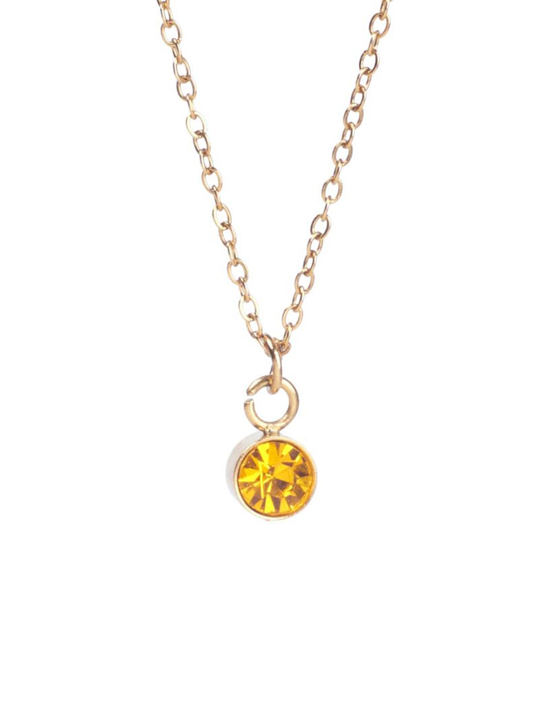 SALTY  Vibrant Light Yellow Crystal Aura Neck Chain For Women & Girls