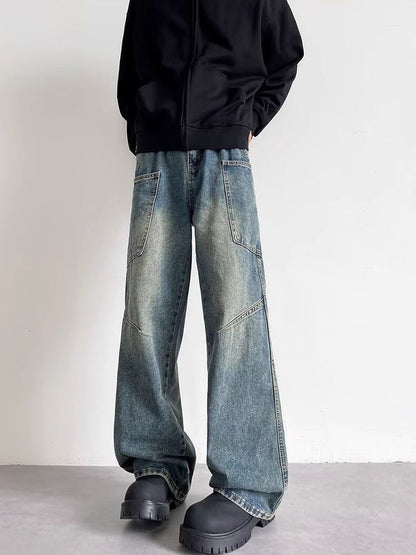 Men's Wide Leg Mid-Rise Medium Shade Jeans