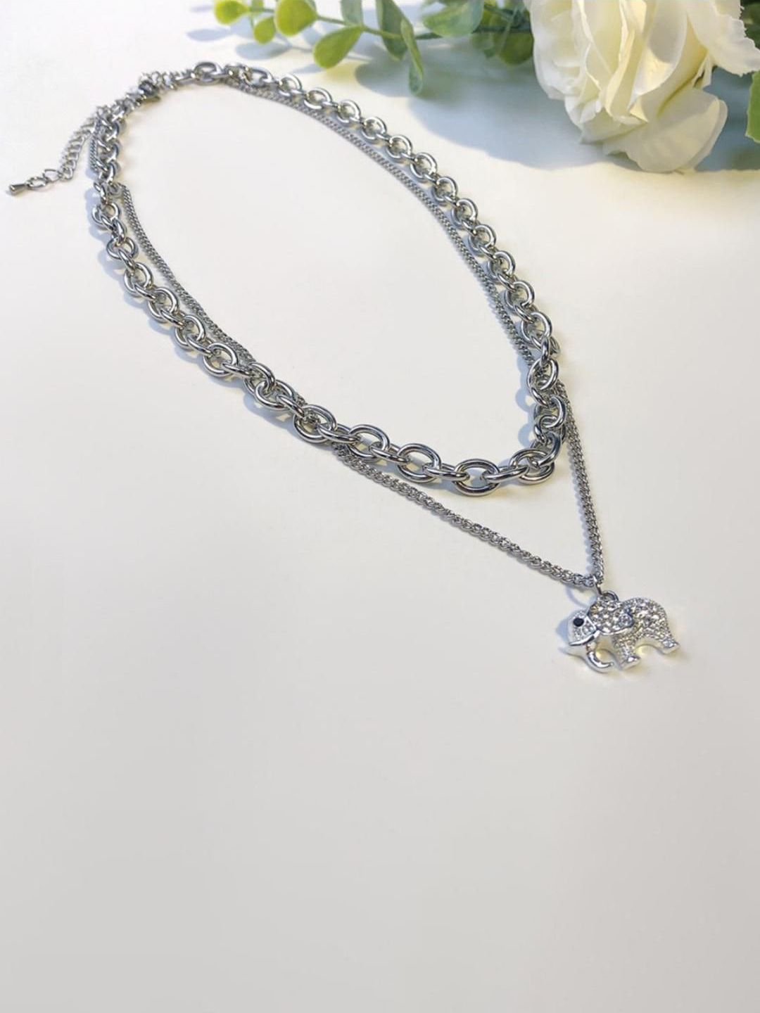 SALTY Artificial Stone-Studded Embrace Layered Necklace