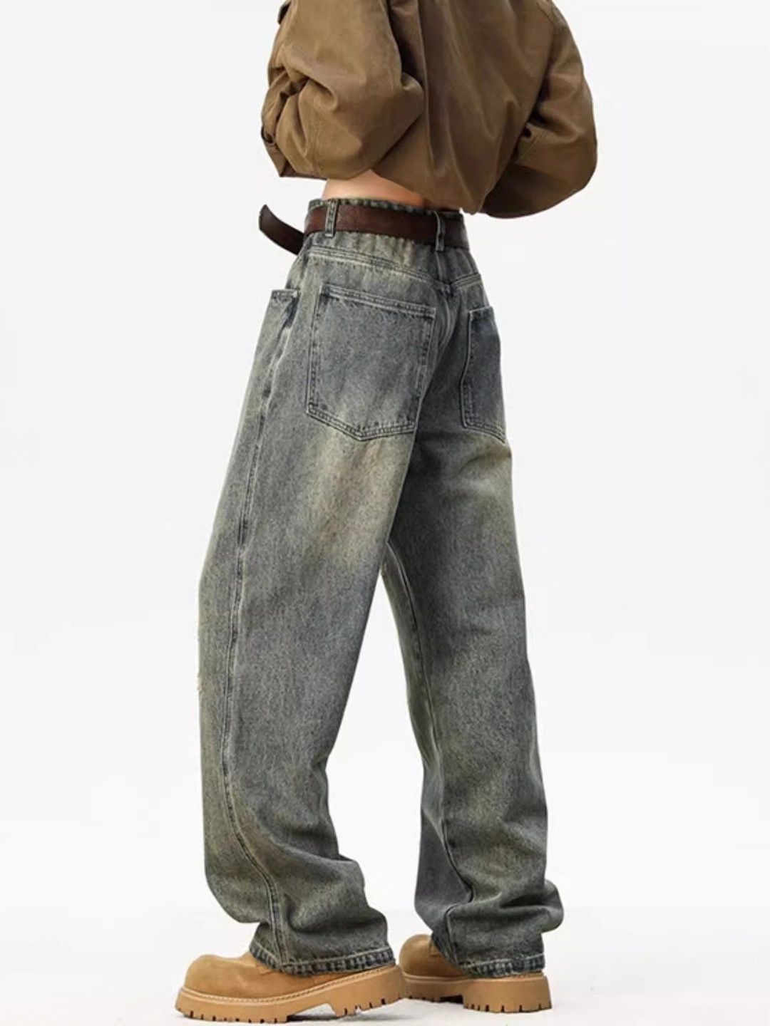 Men Baggy Fit Mid-Rise Dark Jeans