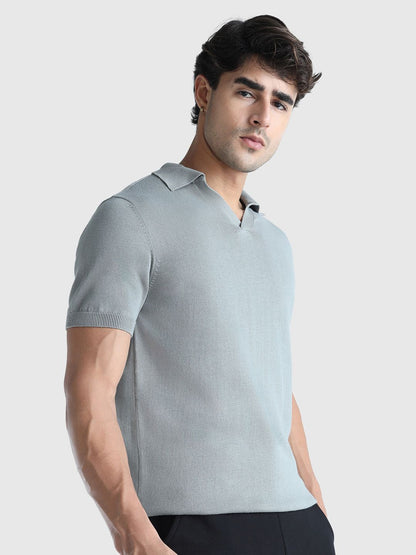 Men Solid Polo Collar Pure Cotton T-shirt