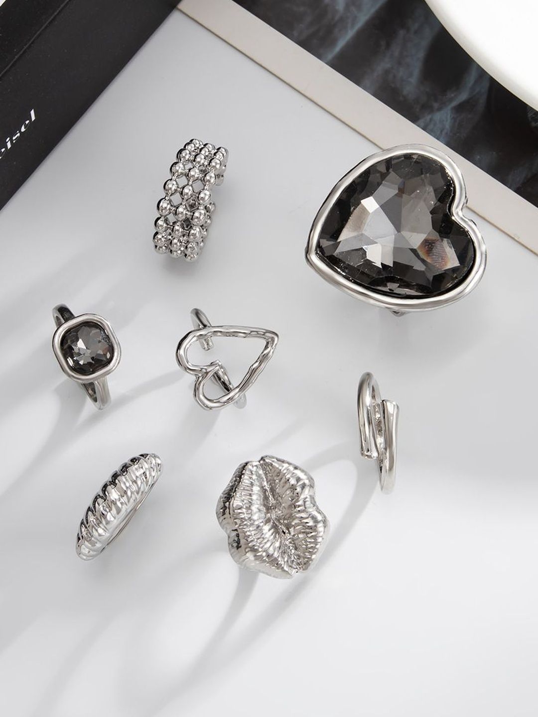 Set of 7 Silver-Plated Finger Ring