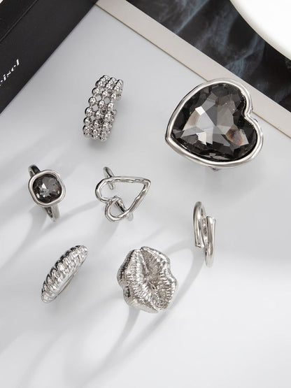 Set of 7 Silver-Plated Finger Ring