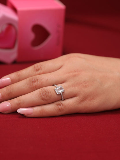 SALTY Silver-Plated Solitaire Stone Studded Finger Ring