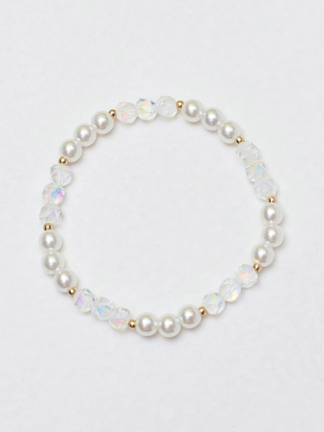 SALTY Crystals & Pearl Beaded Elasticated Bracelet
