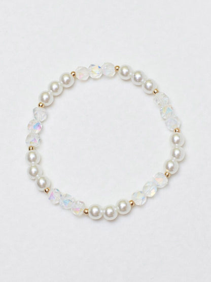 SALTY Crystals & Pearl Beaded Elasticated Bracelet