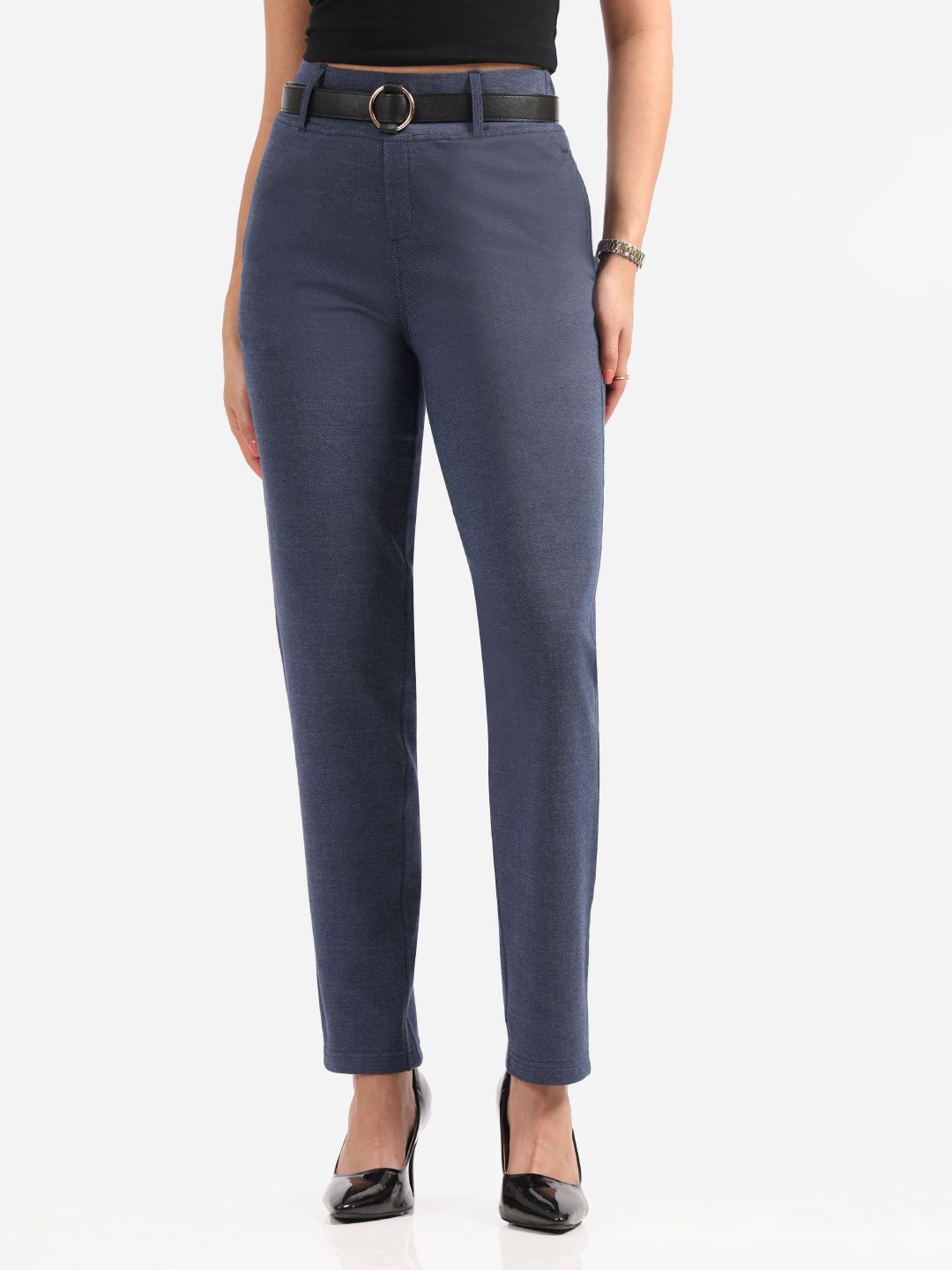 Women Straight Fit High-Rise Trousers