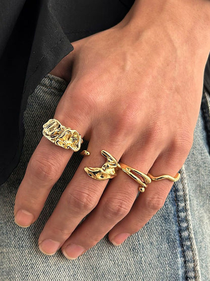 Men Set Of 4 Gold-Plated Finger Rings