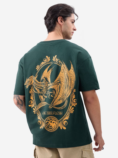Men Oversized House Of Dragon Green Tshirts