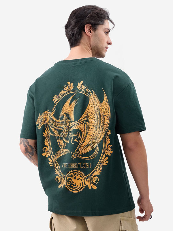 Men Oversized House Of Dragon Green Tshirts