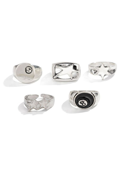 Set of 5 Silver-Plated Finger Ring