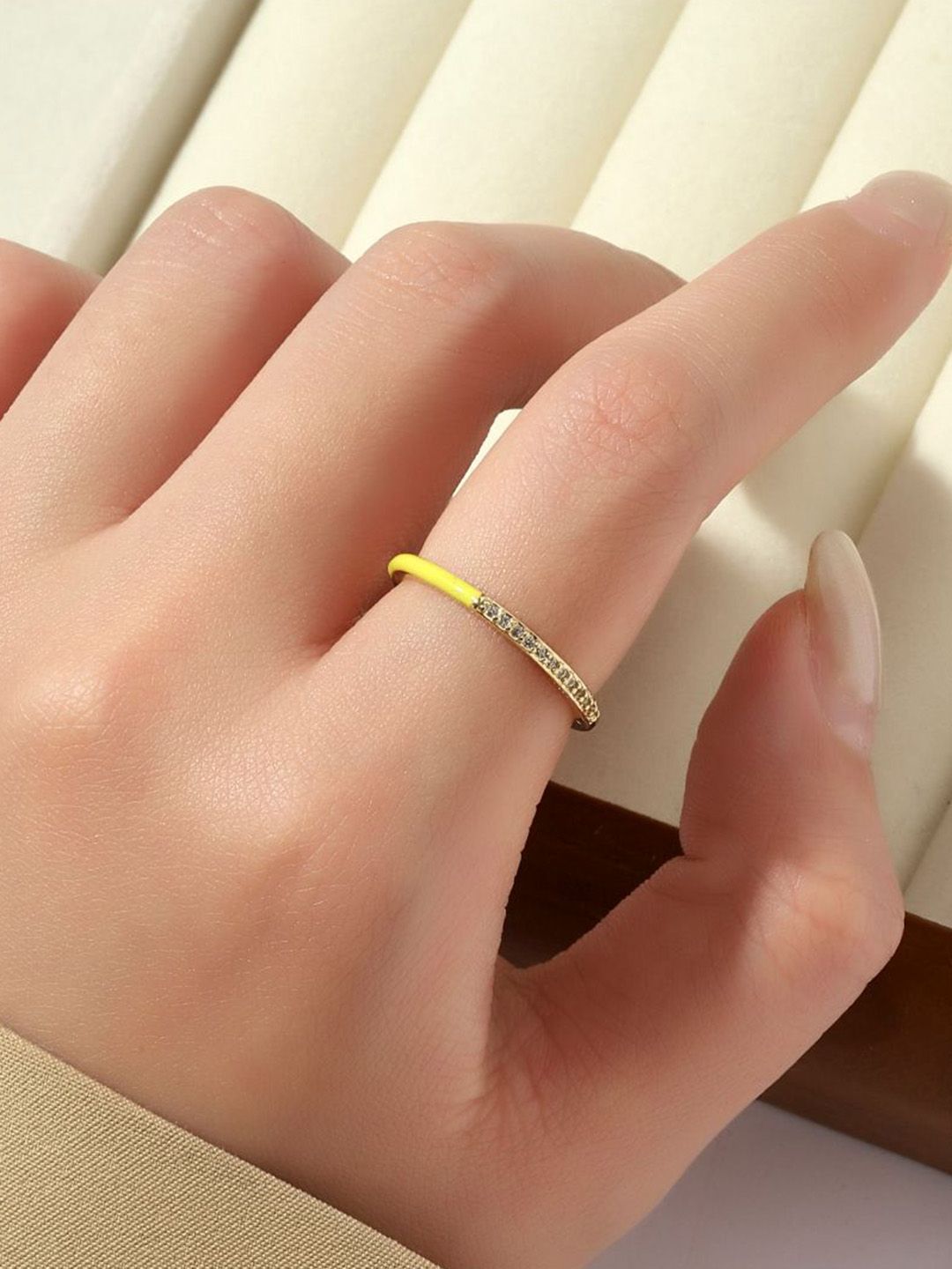 SALTY Stone-Studded Adjustable Finger Ring