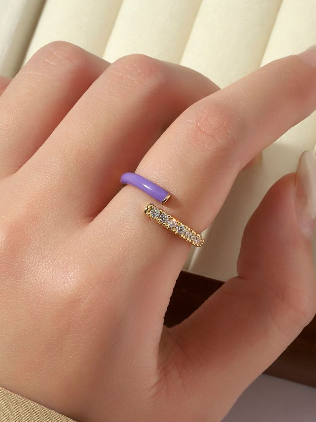 SALTY Stone-Studded Adjustable Finger Ring