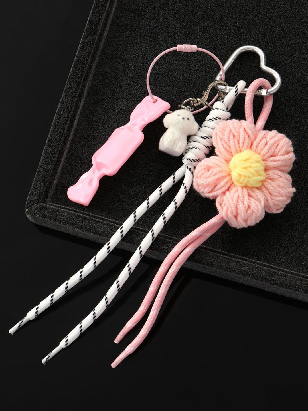SALTY Floral Croche & White Puppy Bag Charm