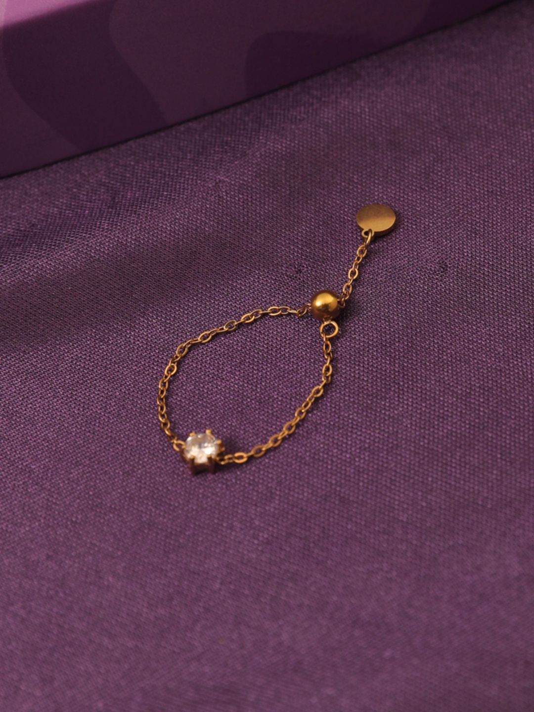 SALTY Women Champagne 14k Gold Plated Finger Chain