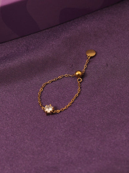 SALTY Women Champagne 14k Gold Plated Finger Chain