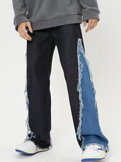 Men Relaxed Fit Mid-Rise Light Fade Colourblocked Jeans