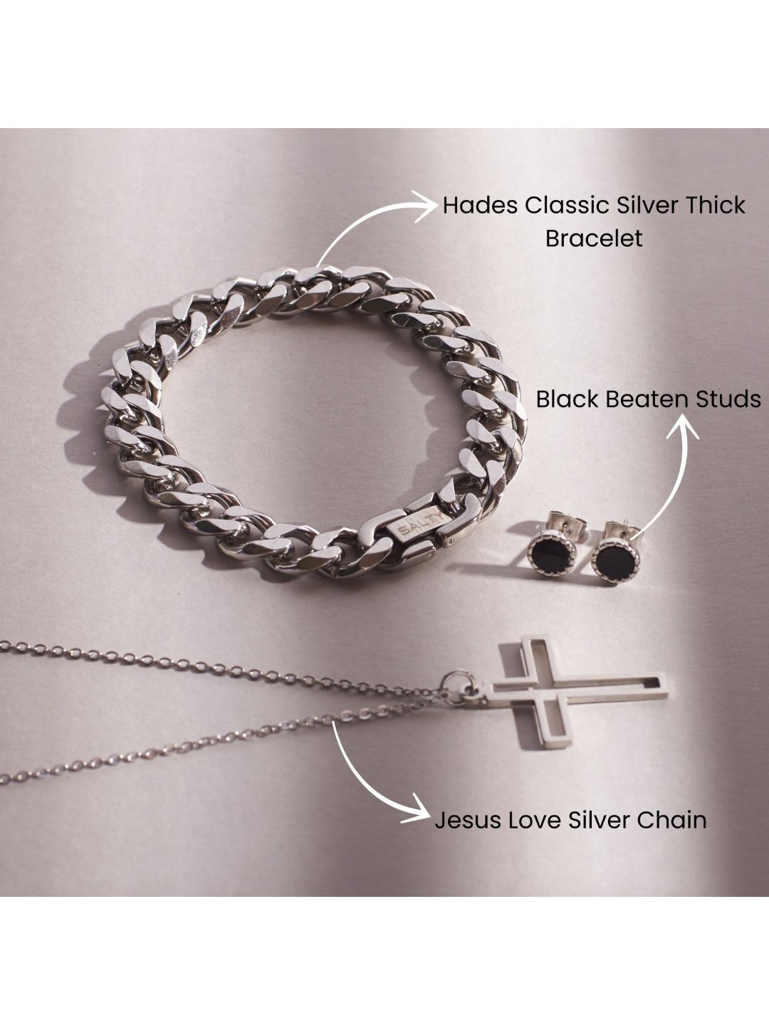 SALTY Men Stone Studded Jewellery Set