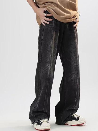 Men Wide Leg Light Fade Jeans