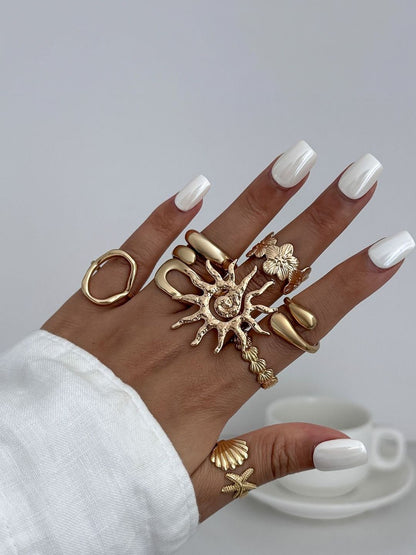 Set of 8 Gold-Plated Finger Ring