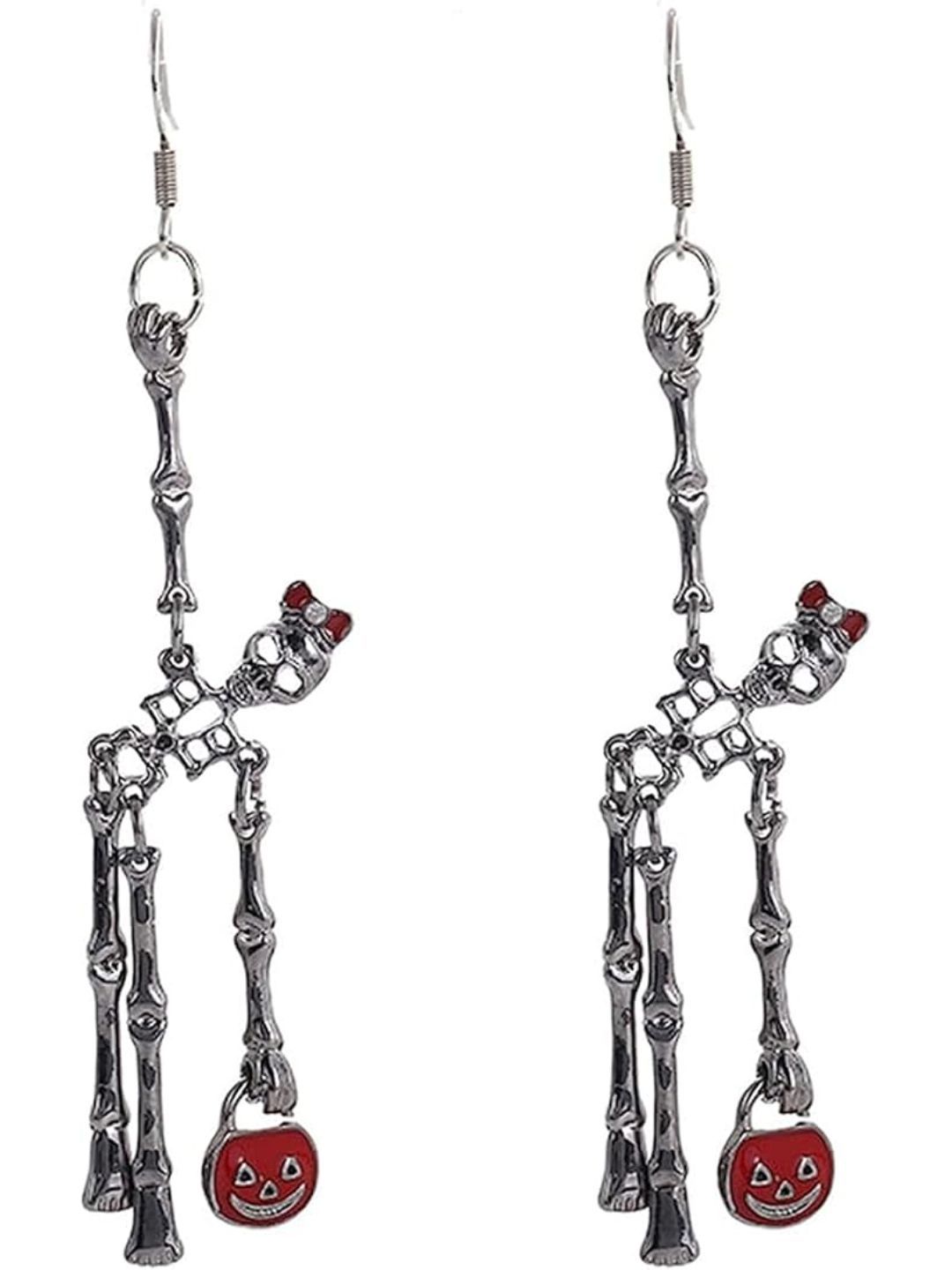 SALTY Pumpkin & Bones Drop Earrings