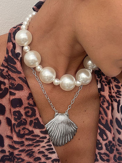Silver-Plated Pearls Beaded Minimal Necklace