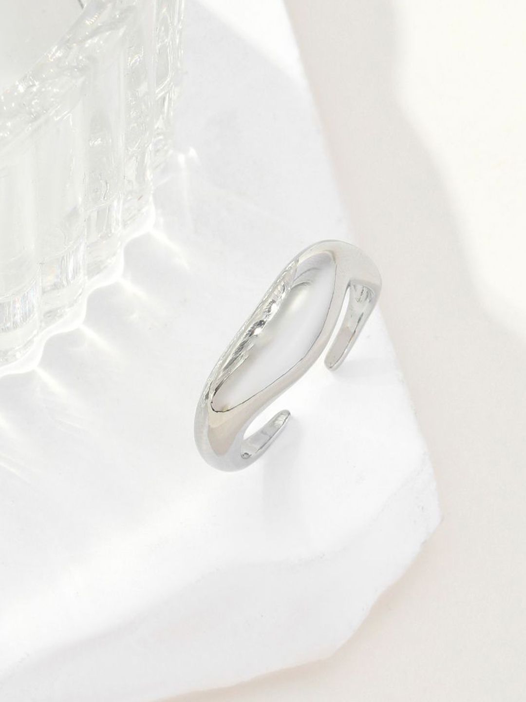 SALTY Women & Girls Molten Wave Silver Stylish Adjustable Finger Ring