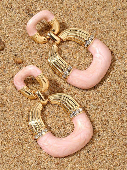SALTY Stone Studded Square Shaped Drop Earrings
