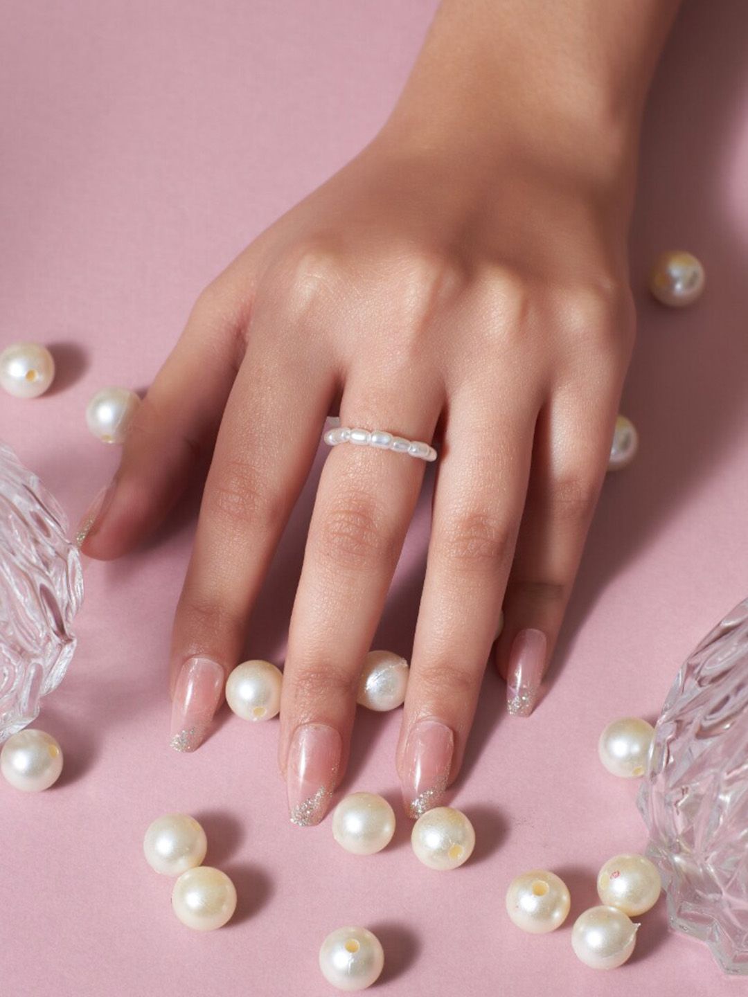 SALTY Gold-Plated Beaded Adjustable Chain Linked Ring